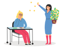 پیش‌نمایش فایل rich-happy-woman-scatter-money-while-poor-woman-counts-savings-on-calculator-5728416 از پک ثروت و فقر