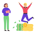 پیش‌نمایش فایل rich-man-jumping-and-poor-girl-holding-piggy-bank-5728406 از پک ثروت و فقر