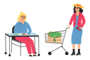 پیش‌نمایش فایل sad-poor-girl-saving-money-and-happy-rich-woman-with-bag-full-of-cart-5728414 از پک ثروت و فقر
