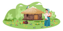 پیش‌نمایش فایل local-jeju-woman-standing-near-house-5757553 از پک جزیره