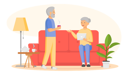 پیش‌نمایش فایل old-woman-with-tablet-sitting-on-sofa-and-aged-man-holding-coffee-5758175 از پک سالمندان با تکنولوژی