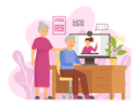 پیش‌نمایش فایل elderly-couple-chatting-with-daughter-on-video-call-5758161 از پک افراد مسن مدرن