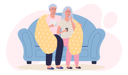 پیش‌نمایش فایل elderly-people-with-mobile-phone-and-tablet-are-sitting-on-couch-5758159 از پک افراد مسن مدرن