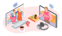 پیش‌نمایش فایل woman-showing-purchased-clothes-on-video-call-5758239 از پک ارتباطات آنلاین