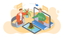 پیش‌نمایش فایل young-men-talk-on-video-conference-discuss-vacation-in-asia-5758246 از پک ارتباطات آنلاین