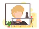 پیش‌نمایش فایل cat-sitting-on-the-table-in-front-of-a-screen-with-a-man-6393900 از پک متفرقه