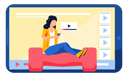 پیش‌نمایش فایل woman-watching-online-video-6396632 از پک آموزش آنلاین