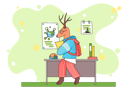 پیش‌نمایش فایل a-deer-schoolboy-with-book-in-hands-in-geography-class-6420590 از پک فعالیت حیوانات