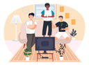 پیش‌نمایش فایل friends-are-sitting-at-home-while-watching-tv-6420452 از پک خانواده و دوستان