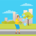 پیش‌نمایش فایل aged-woman-with-soap-bubbles-in-park-10708919 از پک فعالیت پارک