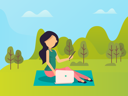 پیش‌نمایش فایل girl-using-laptop-and-phone-in-park-10708899 از پک فعالیت پارک