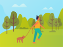 پیش‌نمایش فایل woman-walking-with-dog-in-park-10708947 از پک فعالیت پارک