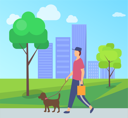 پیش‌نمایش فایل boy-walking-with-dog-in-park-10709024 از پک فعالیت پارک