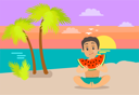 پیش‌نمایش فایل kid-eating-watermelon-on-beach-10709048 از پک فعالیت پارک