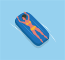 پیش‌نمایش فایل relaxed-female-floating-on-inflatable-mattress-10709036 از پک فعالیت پارک