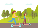 پیش‌نمایش فایل friends-are-enjoying-scooter-in-garden-10988744 از پک فعالیت افراد