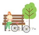 پیش‌نمایش فایل girl-is-sitting-on-garden-bench-with-her-bicycle-10988719 از پک فعالیت افراد