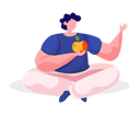 پیش‌نمایش فایل pet-owner-sitting-on-floor-eating-apple-isolated-13231324 از پک صاحبان حیوانات خانگی