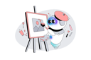 پیش‌نمایش فایل artificial-intelligence-robot-artist-paints-with-brush-on-canvas-8686448 از پک ربات هوش مصنوعی