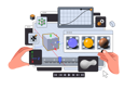 پیش‌نمایش فایل 3d-software-suite-interface-layout-9080730 از پک رابط ویرایشگر گرافیکی با دست