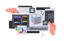 پیش‌نمایش فایل editor-program-interface-with-hands-8940902 از پک رابط ویرایشگر گرافیکی با دست