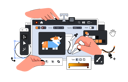 پیش‌نمایش فایل ui-design-vector-layout-9008341 از پک رابط ویرایشگر گرافیکی با دست