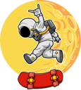 پیش‌نمایش فایل astronaut-riding-skateboard-6005898 از پک فعالیت‌های فضانورد