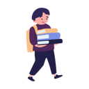 پیش‌نمایش فایل boy-holding-books-stack-and-carrying-school-bag-11399702 از پک کودکان به مدرسه می‌روند