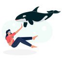 پیش‌نمایش فایل woman-experience-ocean-life-using-vr-technology-6158090 از پک واقعیت افزوده و واقعیت مجازی