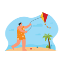 پیش‌نمایش فایل girl-fly-kite-at-beach-6275526 از پک فعالیت ساحلی