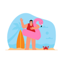 پیش‌نمایش فایل girl-going-for-swimming-with-flamingo-balloon-6275507 از پک فعالیت ساحلی