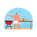 پیش‌نمایش فایل man-cooking-barbeque-at-beach-6275509 از پک فعالیت ساحلی