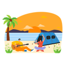 پیش‌نمایش فایل couple-singing-song-on-camping-at-beach-6342383 از پک اردو