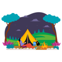 پیش‌نمایش فایل female-tourist-sitting-on-chair-near-campfire-6342415 از پک اردو