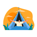 پیش‌نمایش فایل man-wakeup-sat-down-in-camping-tent-6342395 از پک اردو
