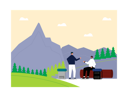 پیش‌نمایش فایل tourist-resting-on-wood-log-during-trekking-6763005 از پک سفر تعطیلات