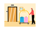 پیش‌نمایش فایل hotel-worker-pushing-luggage-trolley-6803087 از پک هتل و اقامتگاه