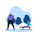 پیش‌نمایش فایل man-and-his-son-enjoying-sliding-on-sleigh-in-winter-season-6849758 از پک زمستان
