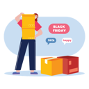 پیش‌نمایش فایل girl-with-black-friday-shopping-box-7022426 از پک جمعه سیاه