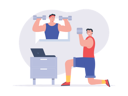 پیش‌نمایش فایل man-watching-online-workout-tutorial-7807641 از پک ورزش