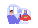 پیش‌نمایش فایل muslim-man-meeting-with-wife-on-video-call-8340342 از پک روزه داری رمضان