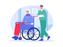 پیش‌نمایش فایل male-nurse-pushing-wheelchair-of-aged-woman-8672005 از پک خانه سالمندان