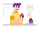 پیش‌نمایش فایل boy-eating-cup-cakes-made-by-her-mother-9883421 از پک دسر