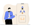 پیش‌نمایش فایل businessman-showing-application-launch-12351746 از پک توسعه اپ و بازی