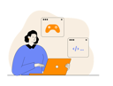 پیش‌نمایش فایل girl-working-on-game-programming-12351756 از پک توسعه اپ و بازی