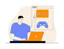 پیش‌نمایش فایل man-showing-game-code-and-configuration-12351759 از پک توسعه اپ و بازی