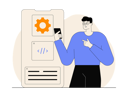پیش‌نمایش فایل man-showing-mobile-application-12351762 از پک توسعه اپ و بازی
