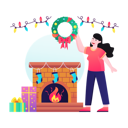 پیش‌نمایش فایل christmas-fireplace-decorated-with-stockings-4731770 از پک کریسمس