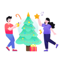 پیش‌نمایش فایل christmas-tree-decoration-by-couple-4731749 از پک کریسمس