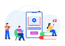 پیش‌نمایش فایل students-using-audio-book-4487967 از پک برنامه وب و موبایل